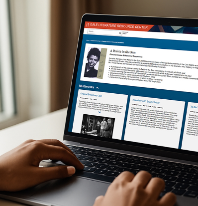 Gale Literature Resource Center displayed on a laptop